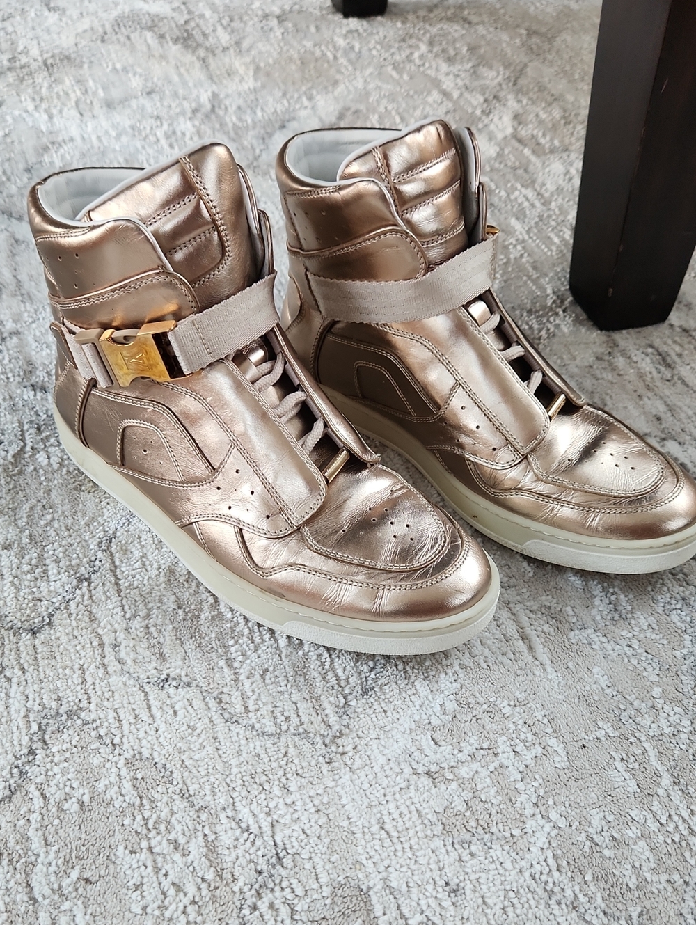 Louis Vuitton High Top Gold Lesther Sneakers, Size